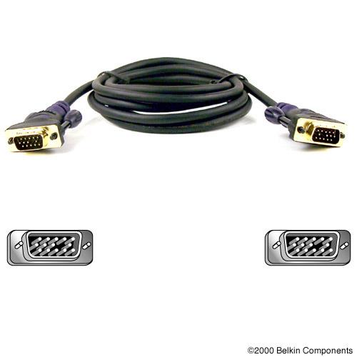 [F2N028B10-GLD] Belkin - F2N028B10-GLD - Câble de remplacement de signal pour moniteur VGA Gold Series, 3 m, noir