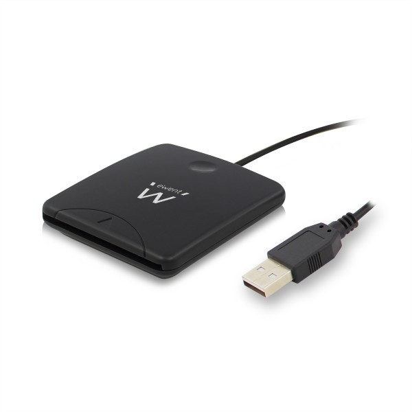 Ewent - EW1052 - Lecteur de cartes et de cartes d'identité - Port USB - Compatible PC/SC et WHQL Noir EW1052